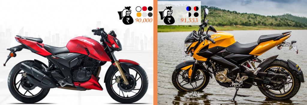 Apache 200 4V VS Pulsar 200NS Price & Color