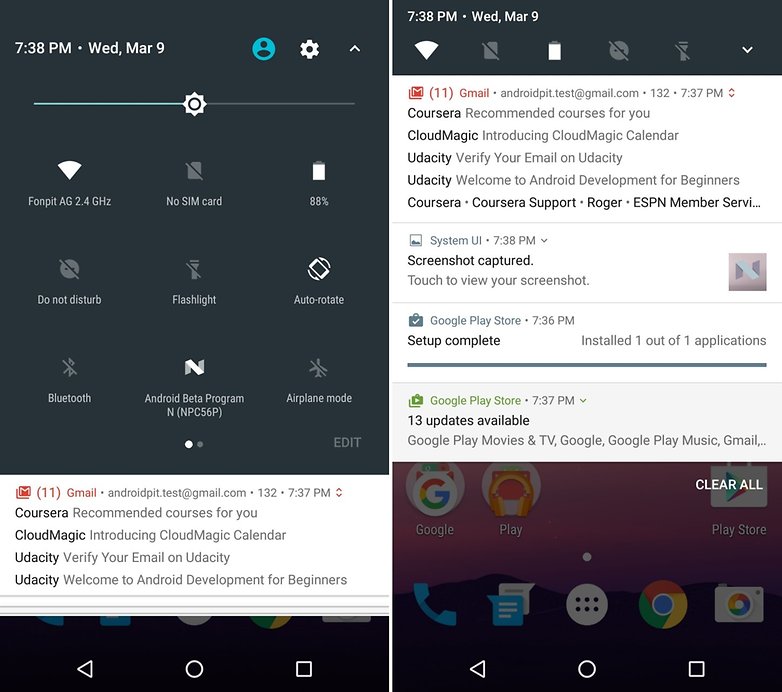 New Notification Panel in Android Nougat