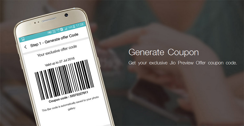 how to generate coupon on my jio app