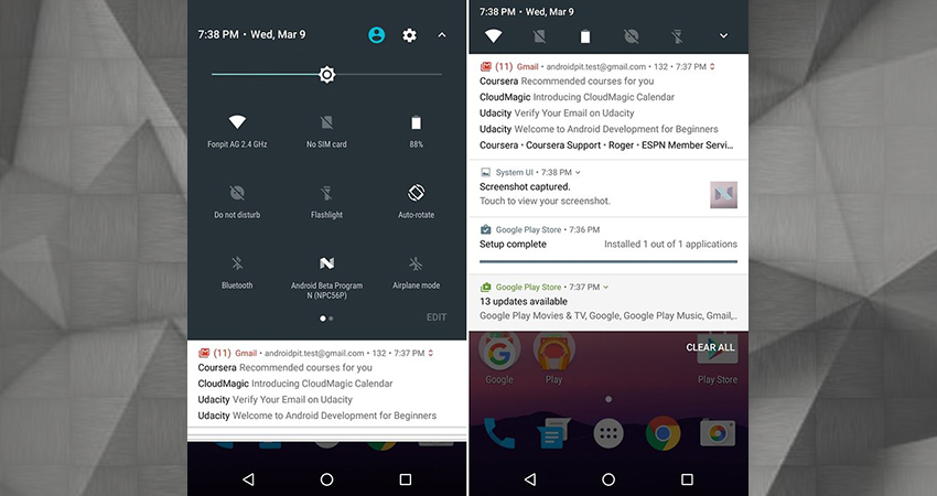 android nougat notification panel