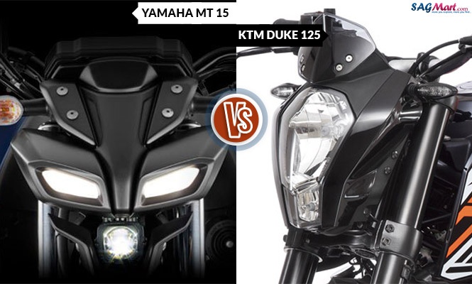 Yamaha MT 15 VS KTM Duke 125 Head Light